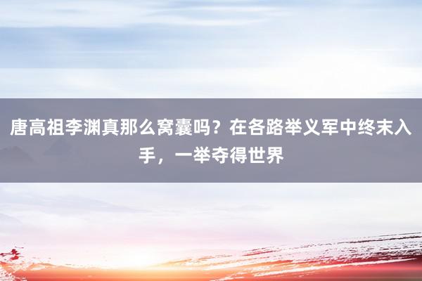 唐高祖李渊真那么窝囊吗？在各路举义军中终末入手，一举夺得世界