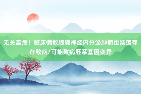 无关高危！临床懒散胰腺神经内分泌肿瘤也浩荡存在致病/可能致病胚系基因变异