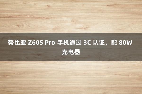 努比亚 Z60S Pro 手机通过 3C 认证，配 80W 充电器