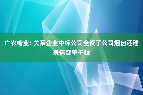 广农糖业: 关系企业中标公司全资子公司烟囱还建表情部单干程