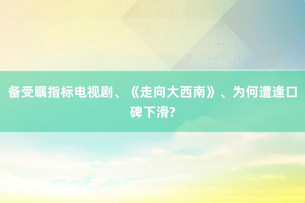 备受瞩指标电视剧、《走向大西南》、为何遭逢口碑下滑?