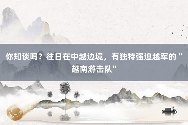 你知谈吗？往日在中越边境，有独特强迫越军的“越南游击队”